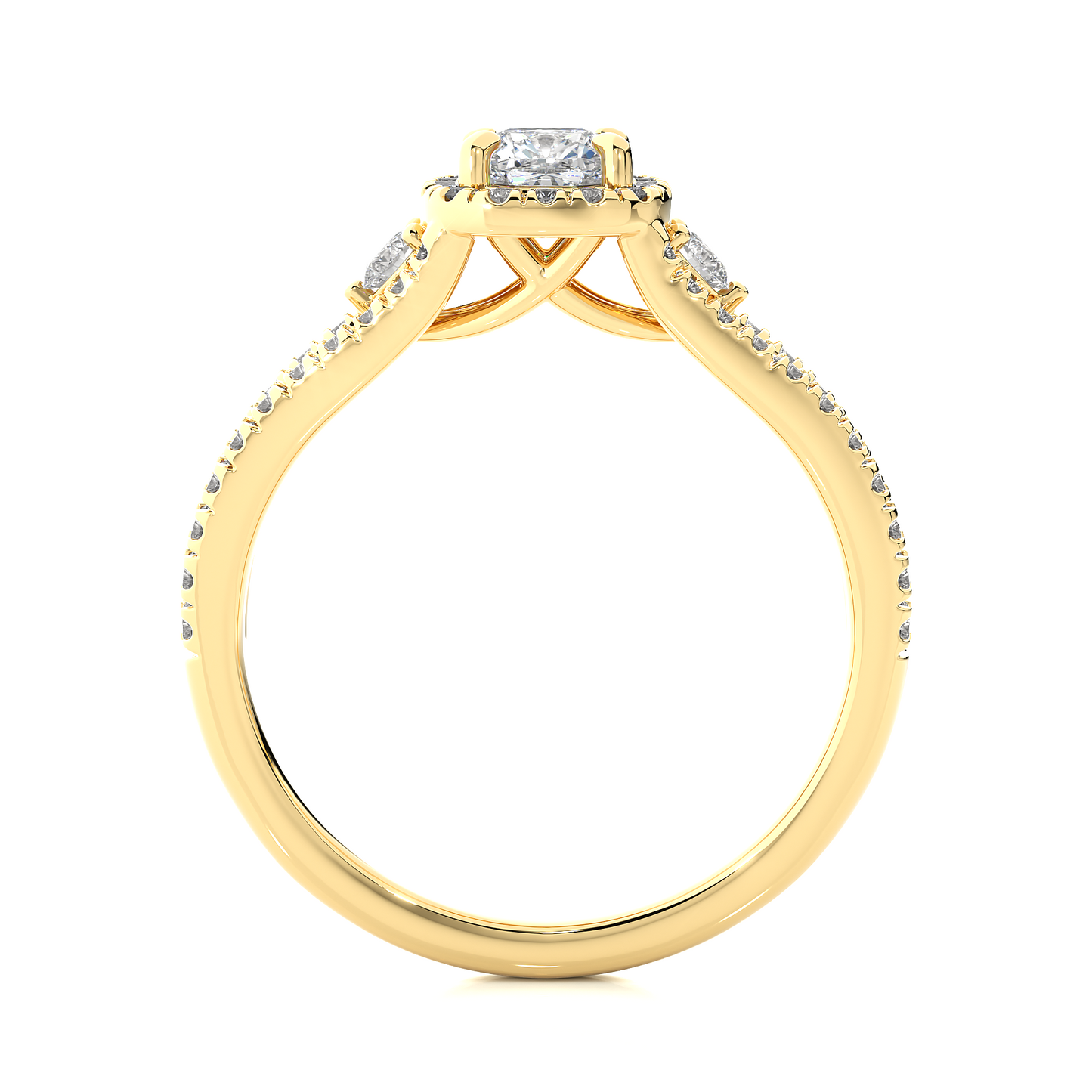 1.01 Ct Cushion Cut E-VS1 Lab Grown Diamond Split Shank Gold Engagement Ring/Wedding Ring/E Color/VS Clarity/1 Ct Diamond Ring/CVD Diamond Ring/Cushion Cut Diamond/Round Diamond Side Stone/Prong Set/Pave Set/Halo Set/10k Gold/14k Gold/18k Gold/Yellow Gold/White Gold/Rose Gold/Anniversary Gift