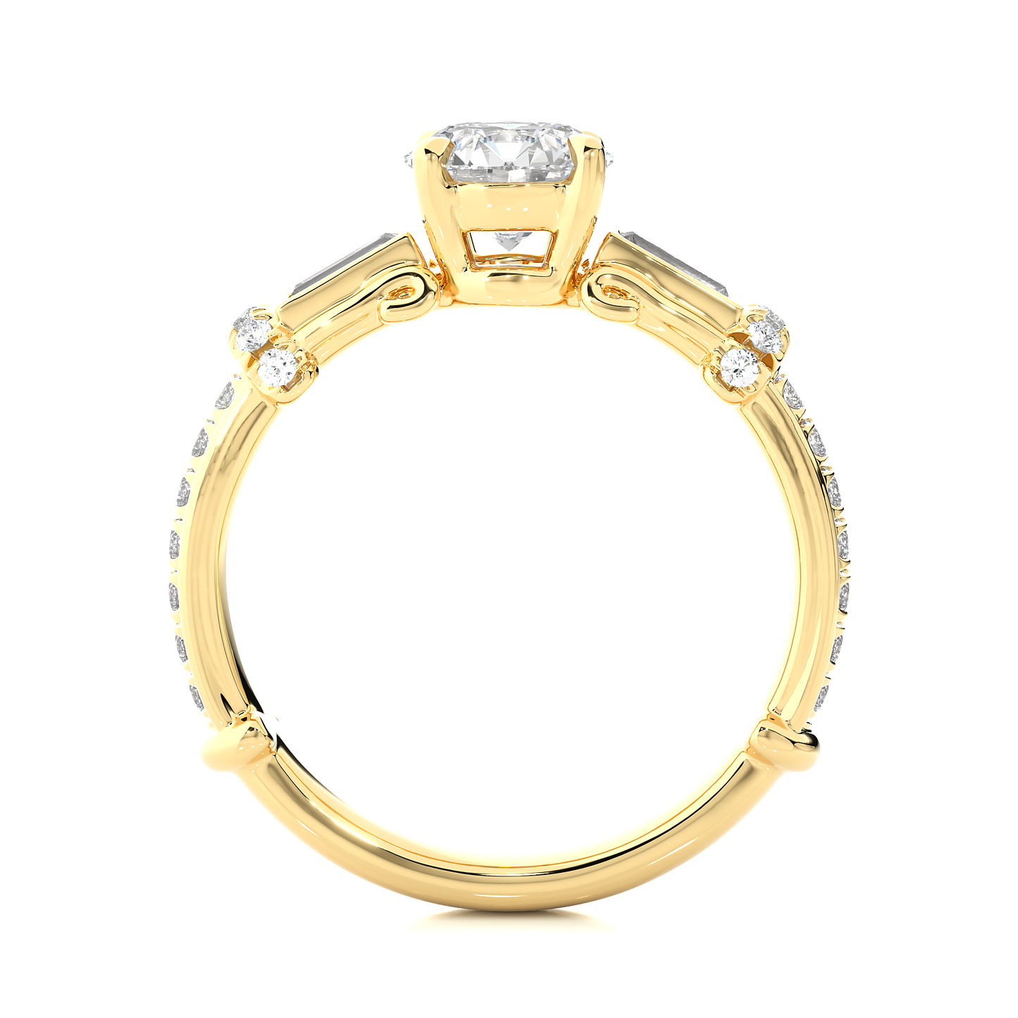 1.36 Ct Round E-VS Cut Lab Grown Diamond Gold Engagement Ring/Wedding Ring/E Color/VS Clarity/1 Ct Diamond Ring/CVD Diamond Ring/Round Cut Diamond/Round Diamond Side Stone/Prong Set/Pave Set/10k Gold/14k Gold/18k Gold/Yellow Gold/White Gold/Rose Gold/Anniversary Gift