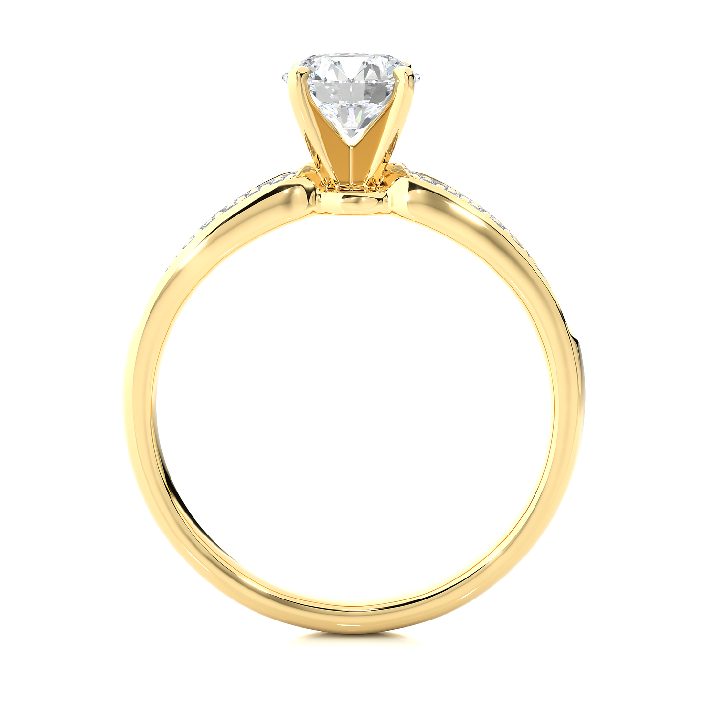 1.07 CT Round Cut Lab Grown Diamond Ring in Multi-pave Shank/Wedding Ring/E Color/VS Clarity/1 Ct Diamond Ring/CVD Diamond Ring/Round Cut Diamond/Round Diamond Side Stone/Four Prong Set/Pave Set/10k Gold/14k Gold/18k Gold/Yellow Gold/White Gold/Rose Gold/Anniversary Gift