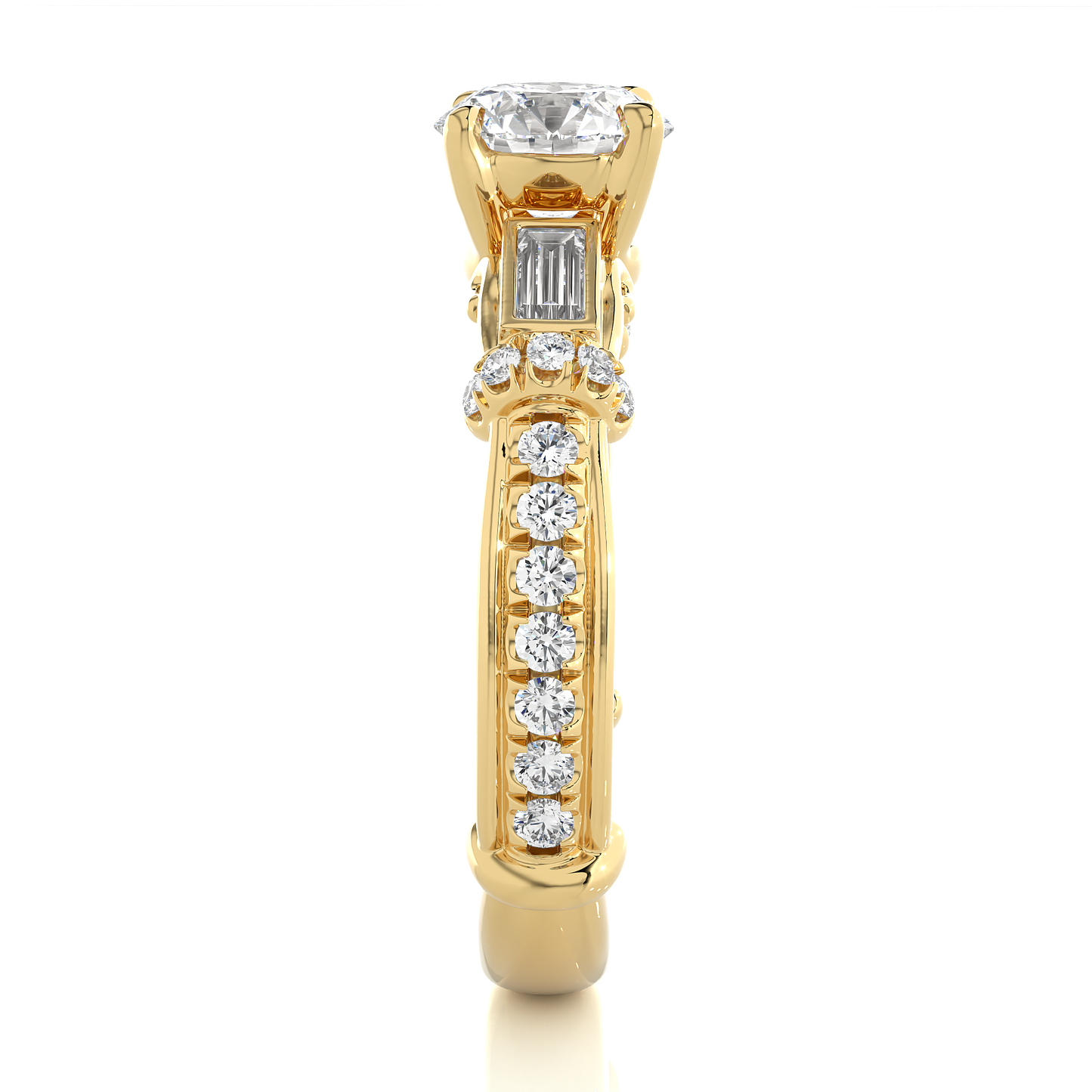 1.36 Ct Round E-VS Cut Lab Grown Diamond Gold Engagement Ring/Wedding Ring/E Color/VS Clarity/1 Ct Diamond Ring/CVD Diamond Ring/Round Cut Diamond/Round Diamond Side Stone/Prong Set/Pave Set/10k Gold/14k Gold/18k Gold/Yellow Gold/White Gold/Rose Gold/Anniversary Gift