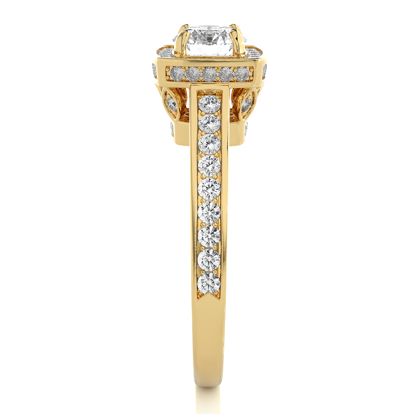 1.16 Ct Round Cut E-VS2 Lab Grown Diamond Gold Engagement Ring/Wedding Ring/E Color/VS Clarity/1 Ct Diamond Ring/CVD Diamond Ring/Round Cut Diamond/Round Diamond Side Stone/Prong Set/Pave Set/Halo Set/10k Gold/14k Gold/18k Gold/Yellow Gold/White Gold/Rose Gold/Anniversary Gift