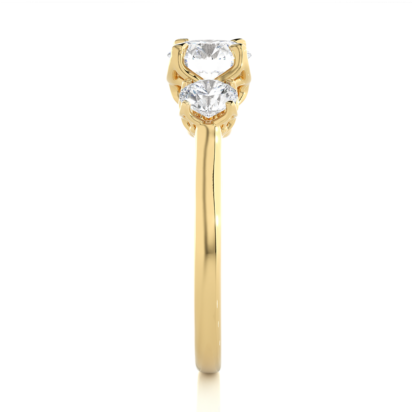1.48 Ct Round Cut E-VS1 Lab Grown Diamond Three Stone Engagement Ring/Wedding Ring/E Color/VS Clarity/1 Ct Diamond Ring/CVD Diamond Ring/Round Cut Diamond/Round Diamond Side Stone/Prong Set/Three Stone Set/10k Gold/14k Gold/18k Gold/Yellow Gold/White Gold/Rose Gold/Anniversary Gift