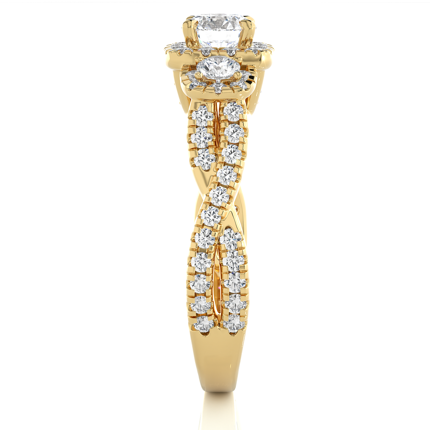 1.02 Ct Round Cut E-VS1 Lab Grown Diamond Gold Engagement Ring/Wedding Ring/E Color/VS Clarity/1 Ct Diamond Ring/CVD Diamond Ring/Round Cut Diamond/Round Diamond Side Stone/Prong Set/Three Stone Set/Pave Set/10k Gold/14k Gold/18k Gold/Yellow Gold/White Gold/Rose Gold/Anniversary Gift