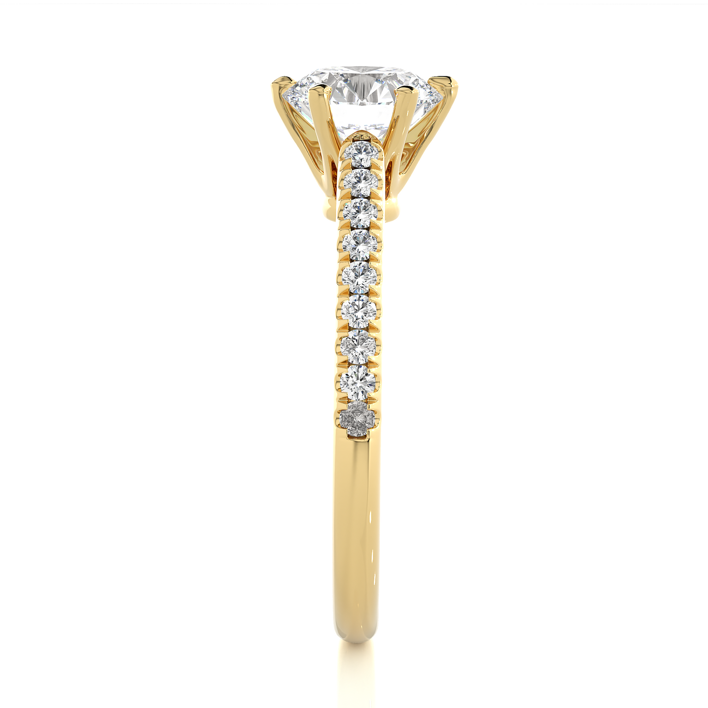 1.78 Ct Round Cut Lab Grown Diamond Six Prong Engagement Ring/Wedding Ring/F Color/VS Clarity/1 Ct Diamond Ring/CVD Diamond Ring/Round Cut Diamond/Round Diamond Side Stone/Prong Set/Pave Set/10k Gold/14k Gold/18k Gold/Yellow Gold/White Gold/Rose Gold/Anniversary Gift