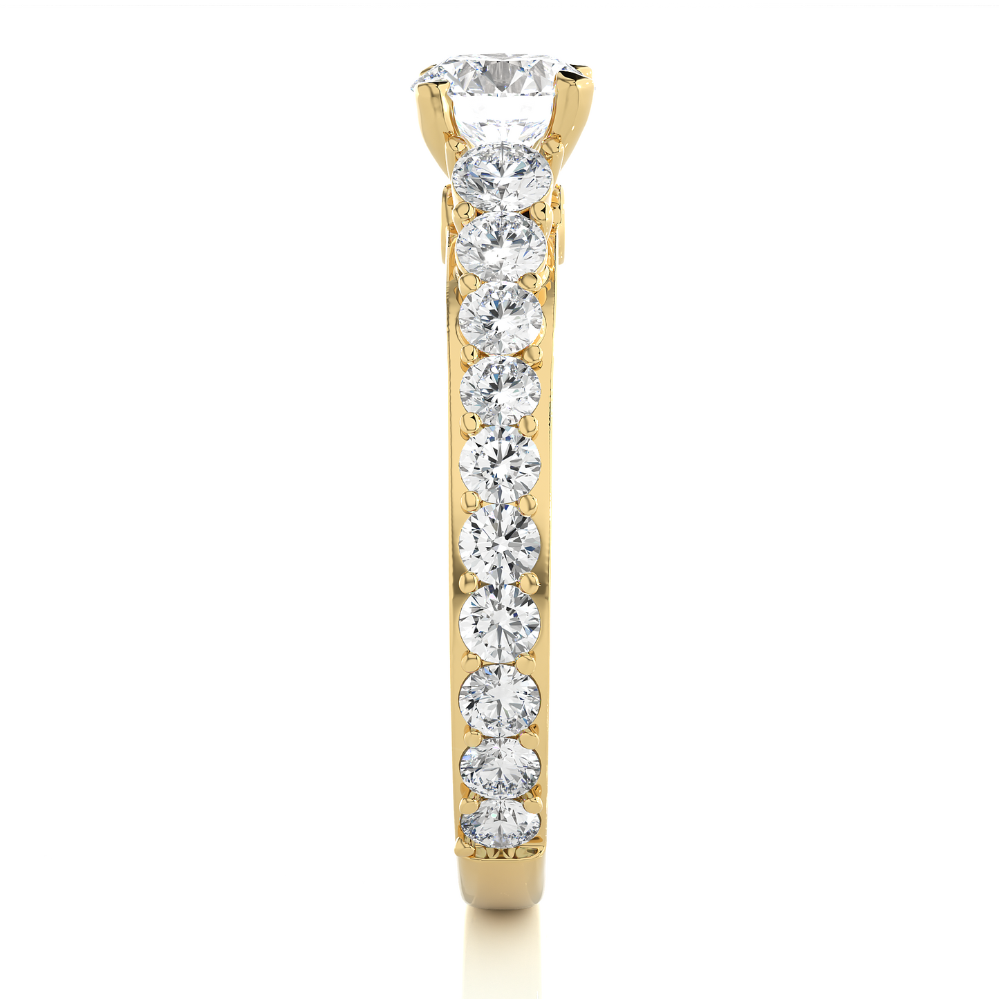 0.85 CT Round Cut Lab Grown Diamond Engagement Ring in Pave Shank/Wedding Ring/EF Color/VS Clarity/1 Ct Diamond Ring/CVD Diamond Ring/Round Cut Diamond/Round Diamond Side Stone/Four Prong Set/Pave Set/10k Gold/14k Gold/18k Gold/Yellow Gold/White Gold/Rose Gold/Anniversary Gift