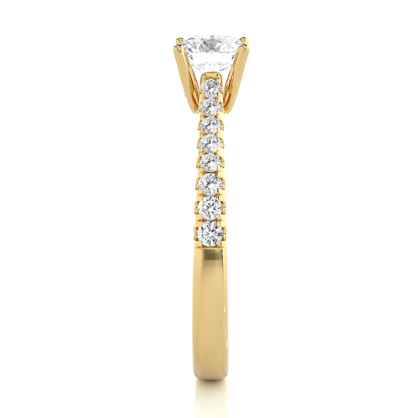 1.0 CT Round Cut Lab Grown Diamond Gold Engagement Ring/Wedding Ring/E Color/VS Clarity/1 Ct Diamond Ring/CVD Diamond Ring/Round Cut Diamond/Round Diamond Side Stone/Prong Set/Pave Set/10k Gold/14k Gold/18k Gold/Yellow Gold/White Gold/Rose Gold/Anniversary Gift