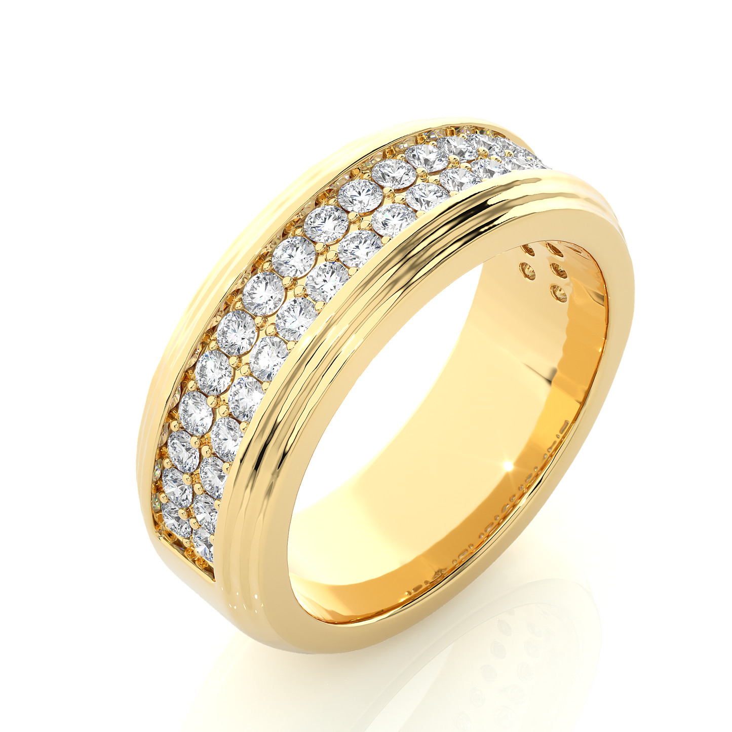 1.03 TCW Round Cut EF-VS Lab Grown Diamond Double Pave Wedding Band/Wedding Ring/EF Color/VS Clarity/1 CTW Diamond Band/CVD Diamond Band/Round Cut Diamond/Prong Set/Pave Set/10k Gold/14k Gold/18k Gold/Yellow Gold/White Gold/Rose Gold/Anniversary Gift