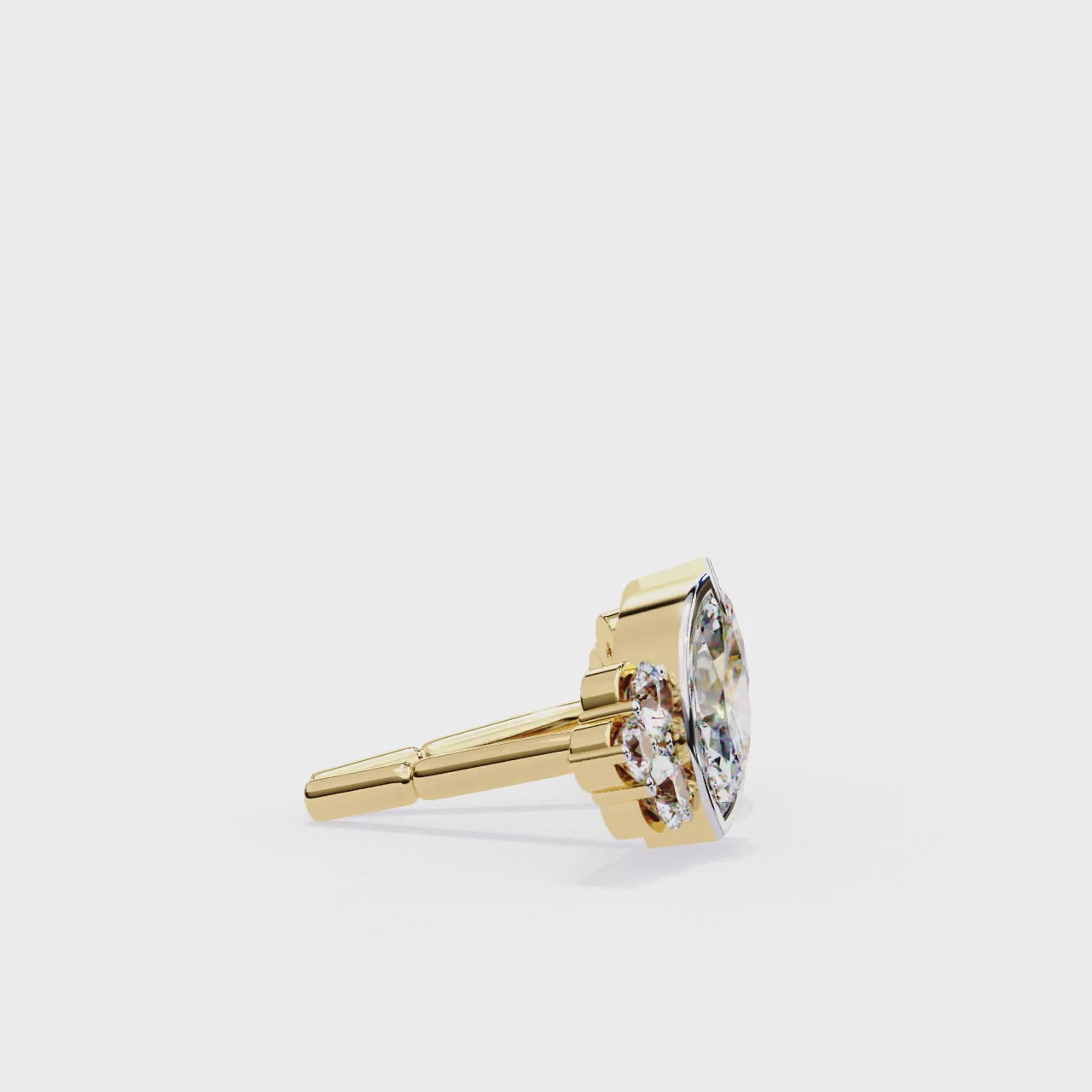 Marquise Winged Studs/Marquise Stone Earrings/Gold CVD Diamond Earring/Anniversary Gift/Solitaire Diamond Stud Earring/1 Ct Diamond Earring/Prong Setting/igi Certified/Stud Earring/Ethical Diamond/Silver Earring/Gold Earring/CVD Diamond Earring/EF Color Diamond/VS Clarity Diamond/Manmade Diamond/Lab Grown Diamond/Marquise Cut Diamond/Round Side Sone Diamond