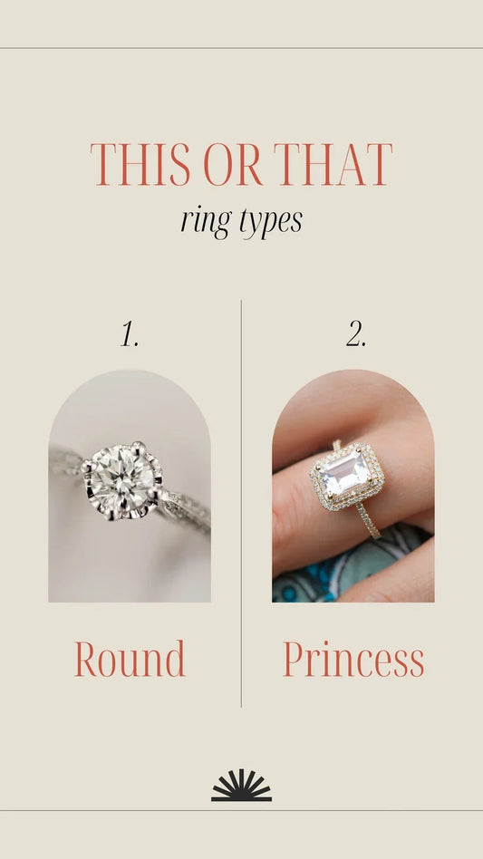 "Choose Your Sparkle: Classic Round Cut or Bold Princess Cut Diamond Ring Style?"