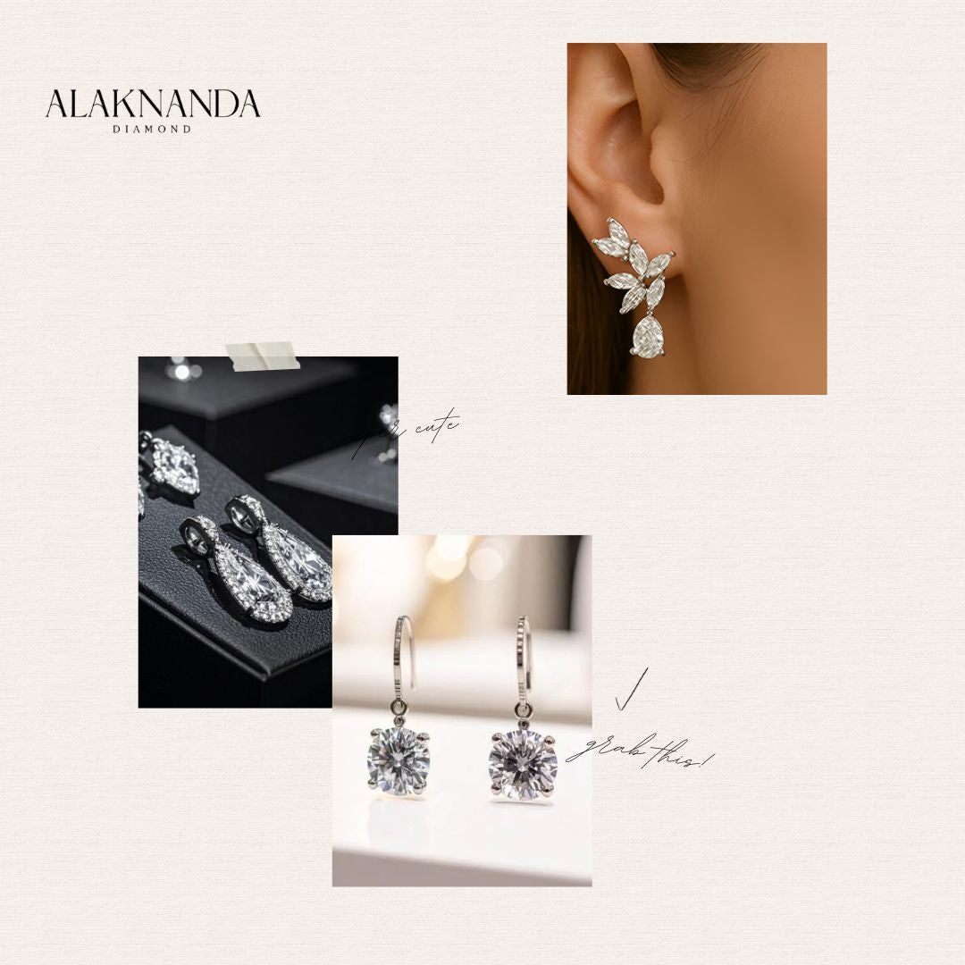 Elegant Diamond Earrings Collection by Alaknanda Featuring Timeless Designs Sparkling Stones and Modern Luxury Perfect for Every Occasion and Style