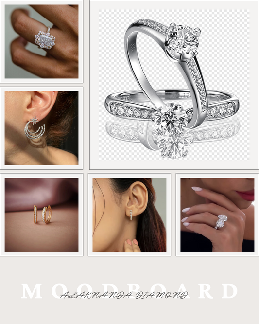Alaknanda Diamond Moodboard – Elegant Rings and Earrings Curated for Modern Sophistication and Timeless Glamour