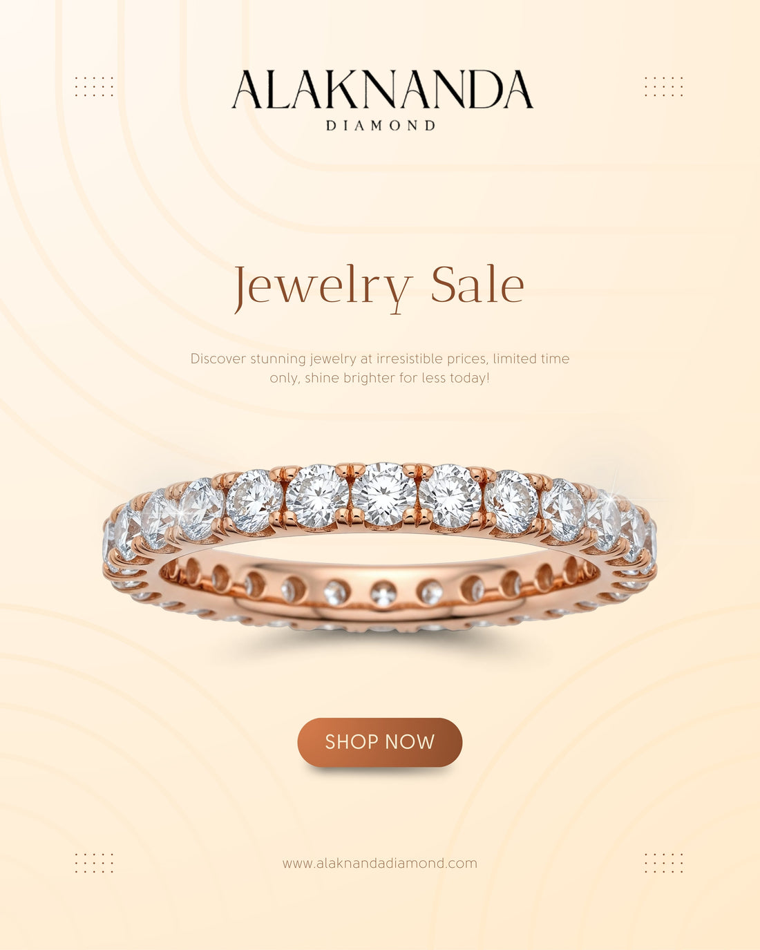 Elegant rose gold diamond eternity band featuring brilliant round diamonds, timeless sparkle, refined craftsmanship, and luxurious style perfect for everyday elegance. 💎✨