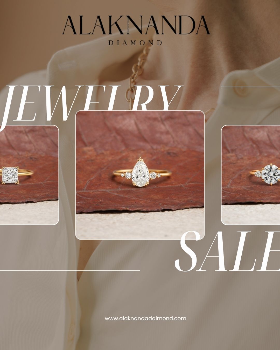 Elegant Alaknanda Diamond Jewelry Sale Featuring Pear Round and Princess Cut Engagement Rings in Luxurious Gold Timeless Sparkle Collection Exclusive