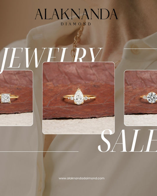 Elegant Alaknanda Diamond Jewelry Sale Featuring Pear Round and Princess Cut Engagement Rings in Luxurious Gold Timeless Sparkle Collection Exclusive