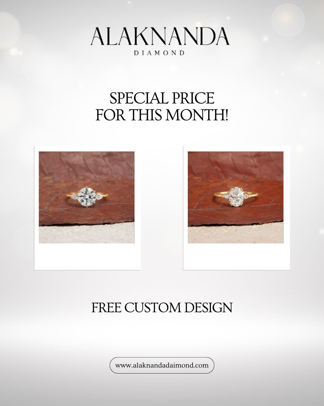 Exclusive Alaknanda diamond rings with special monthly pricing, elegant designs, brilliant sparkle, and free custom design for your perfect jewelry piece