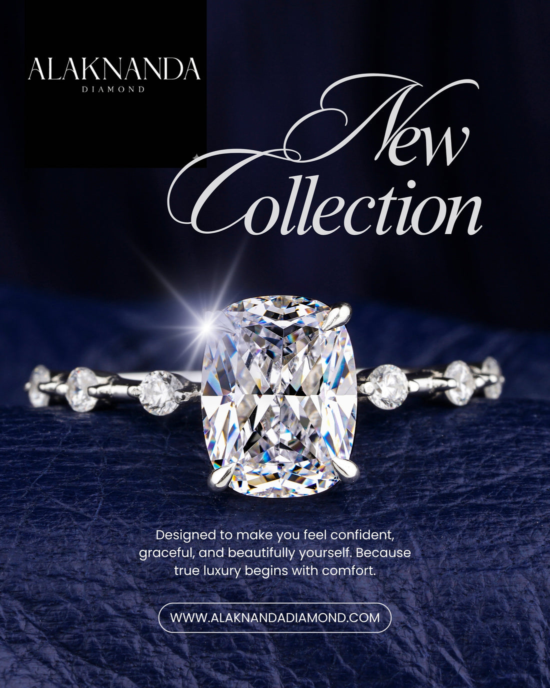 Alaknanda Diamond New Collection: Stunning Cushion Cut Diamond Ring with Elegant Band, Radiant Sparkle, Timeless Luxury, and Modern Sophistication 💎✨