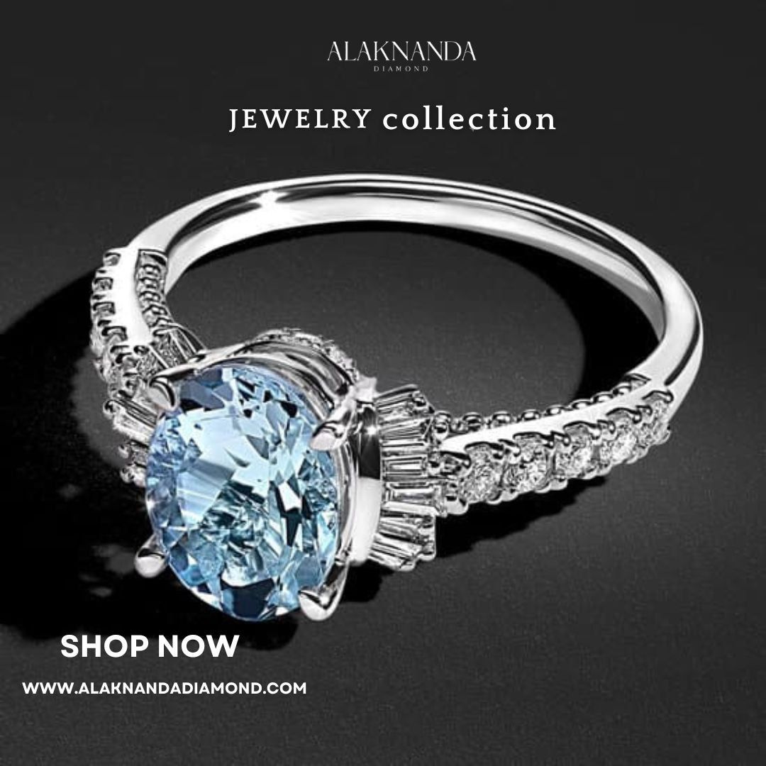 Elegant Blue Gemstone Diamond Ring by Alaknanda Diamond Featuring Oval Cut Center Stone with Pavé Band in Luxurious White Gold 💎✨