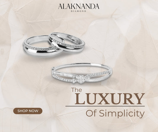 Elegant Diamond Wedding Rings and Bracelet Set by Alaknanda – Timeless Minimalist Luxury Jewelry Designed for Modern Love and Sophisticated Style ✨💎