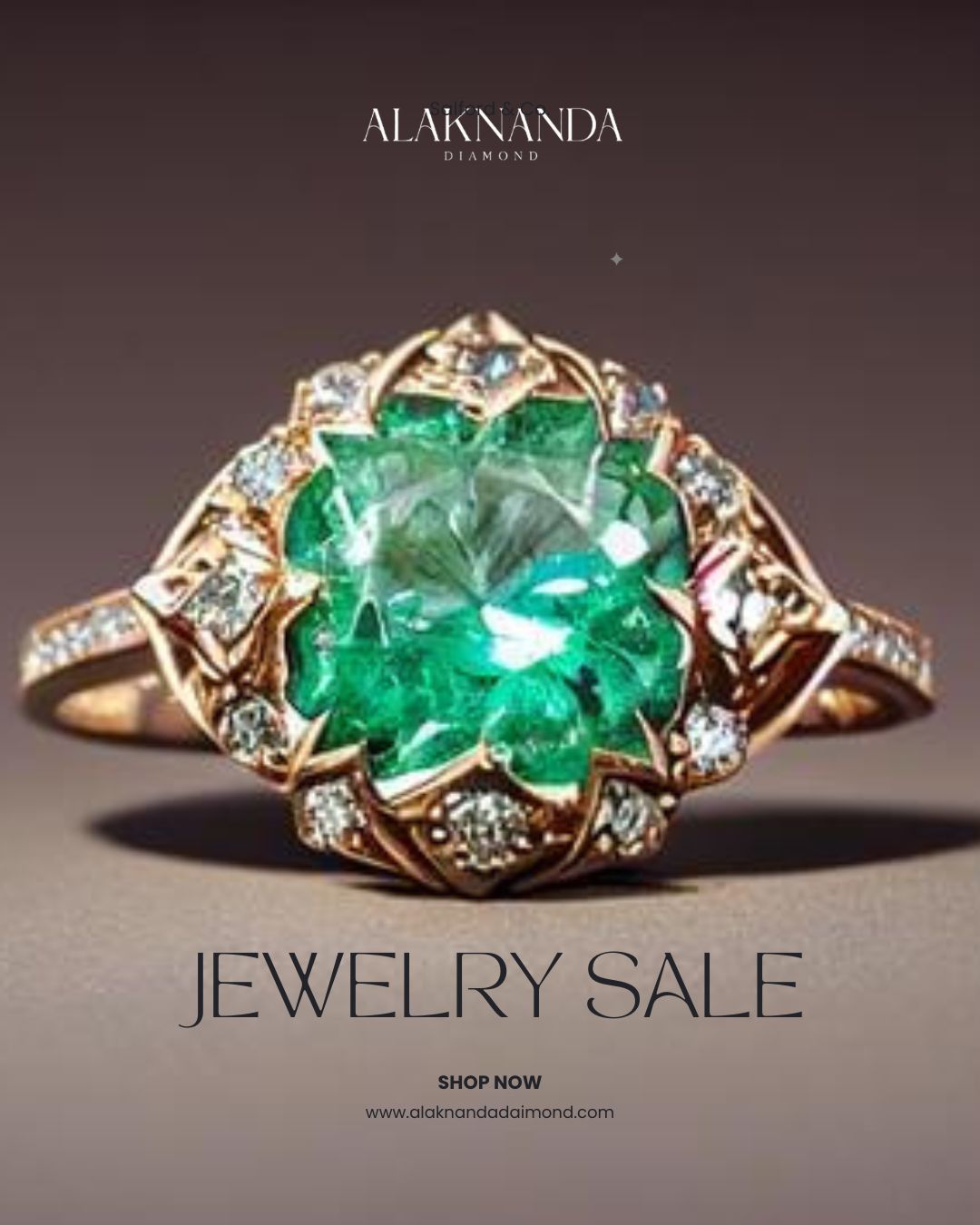 Luxury Alaknanda Diamond Jewelry Sale Featuring Elegant Emerald Ring Sparkling Gold Design Timeless Beauty Exclusive Offer Shop Now Today