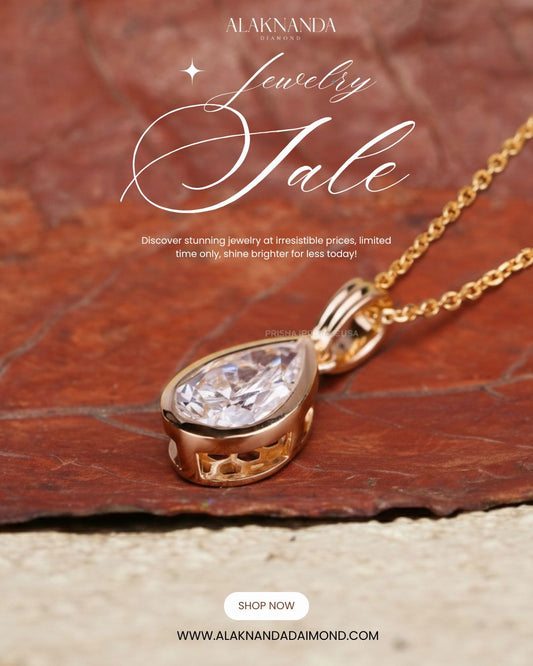 Elegant Pear Shape Diamond Pendant Necklace by Alaknanda Diamond in Gold Setting Timeless Sparkle Perfect for Everyday Luxury and Special Occasions