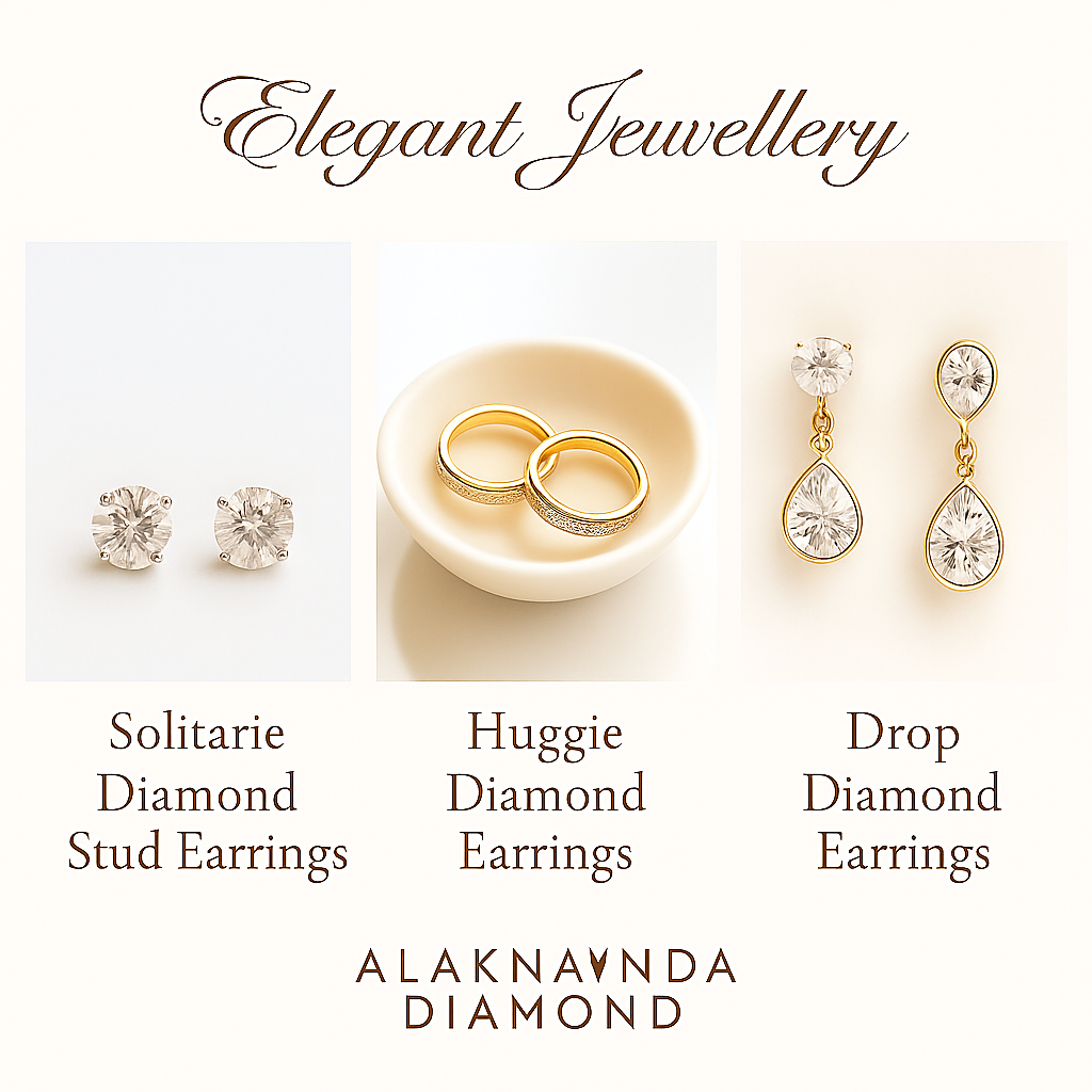 Elegant Diamond Earrings – Timeless Solitaire, Chic Huggies, and Graceful Drops for Every Glamorous Moment