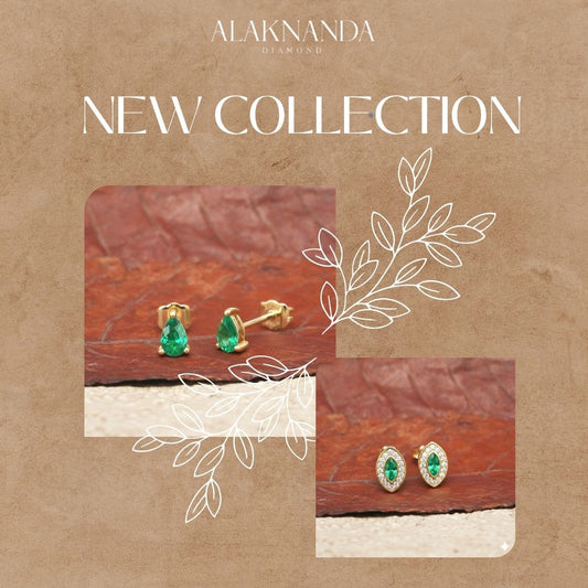 Elegant Emerald Stud Earrings from Alaknanda New Jewelry Collection