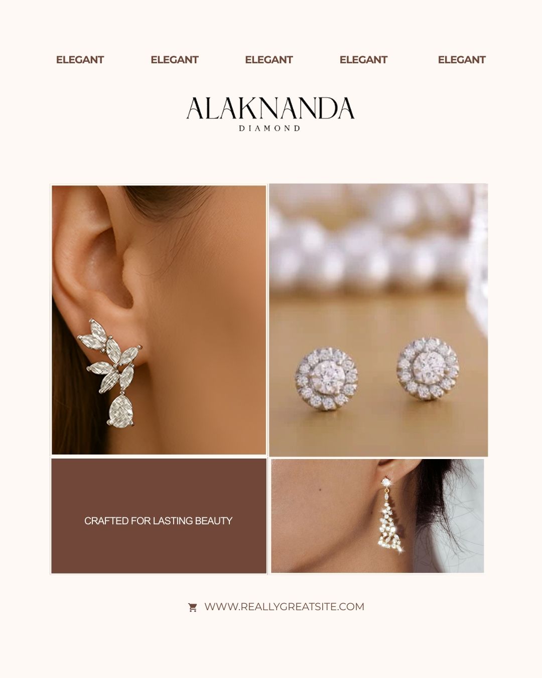 Elegant Alaknanda diamond earrings crafted with brilliance, timeless design, and luxurious sparkle, perfect for weddings, parties, and everyday sophistication