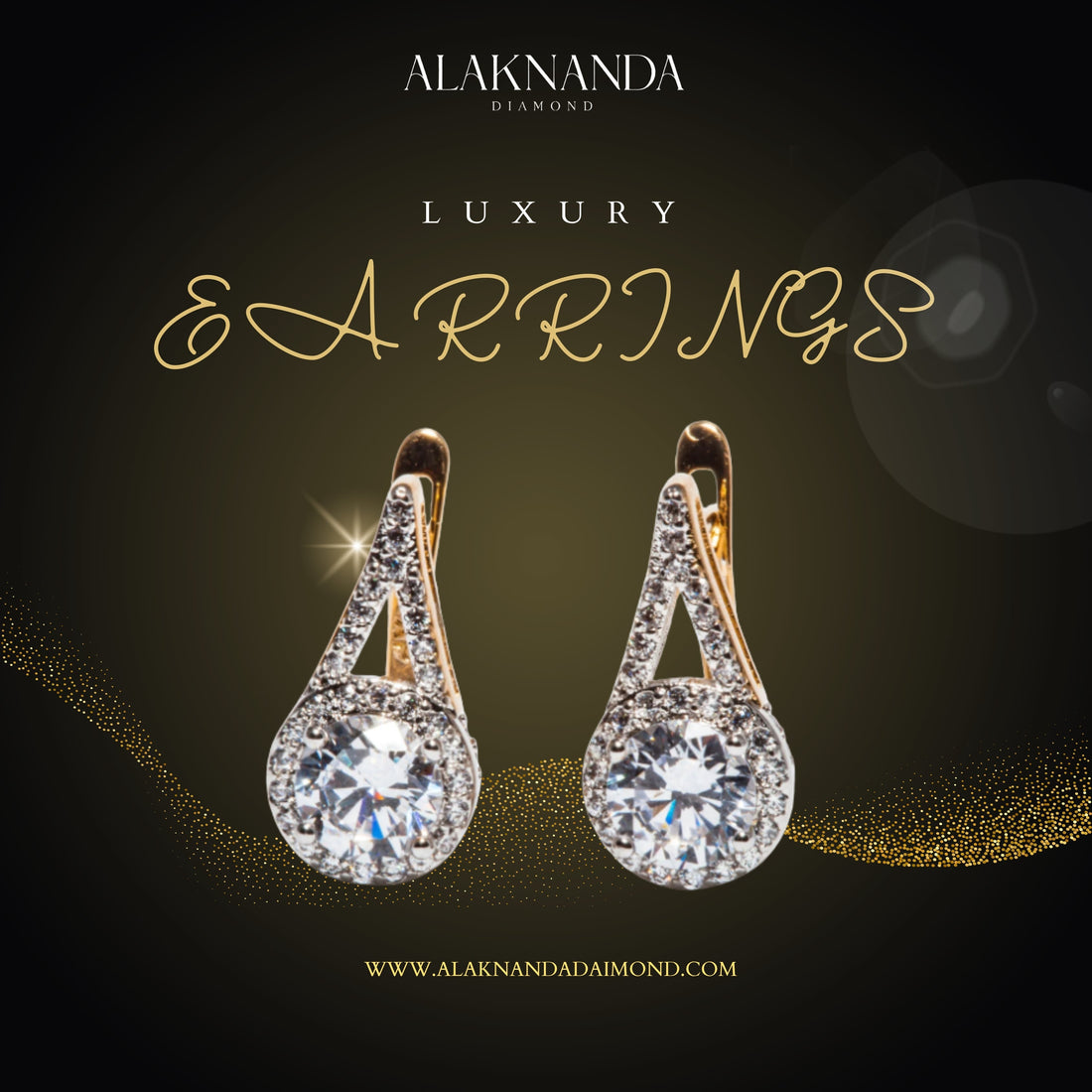 Elegant Diamond Drop Earrings by Alaknanda Diamond Featuring Brilliant Round Stones in Luxurious Gold Setting Timeless Sparkle Perfect for Occasion 💎✨