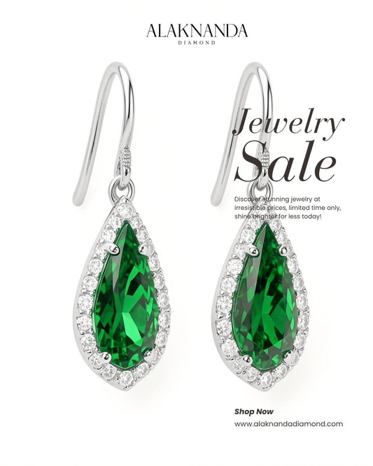 Elegant Emerald Diamond Drop Earrings Sparkle In Exclusive Sale Today