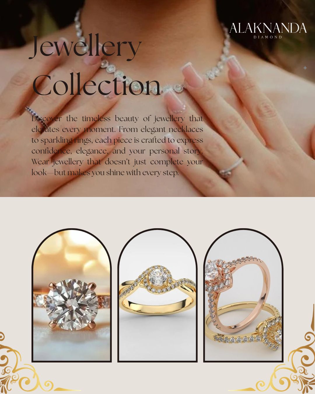 Elegant Alaknanda Diamond Jewellery Collection Featuring Brilliant Solitaire and Halo Rings Timeless Luxury Designs Crafted for Engagements, Weddings, and Special Moments 💎✨