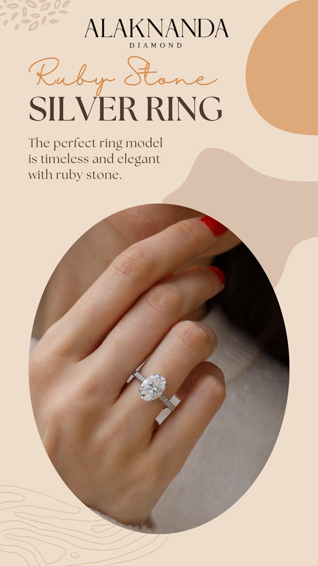 Elegant Ruby Stone Silver Ring by Alaknanda Diamond, Timeless Sparkle Delicate Hand Model Luxury Jewelry Style Perfect Gift for Occasions 💍✨