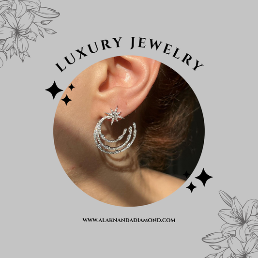 Celestial Diamond Earrings – Luxury Star and Moon-Inspired Sparkle for Glamorous Evenings and Elegant Statements