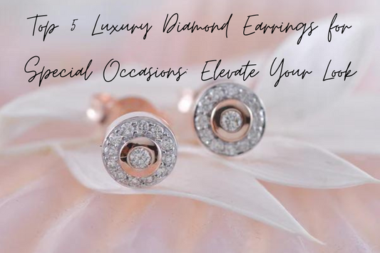 An image of a set of diamond earrings against a pink background and the title "Top 5 Luxury Diamond Earrings for Special Occasions: Elevate Your Look"