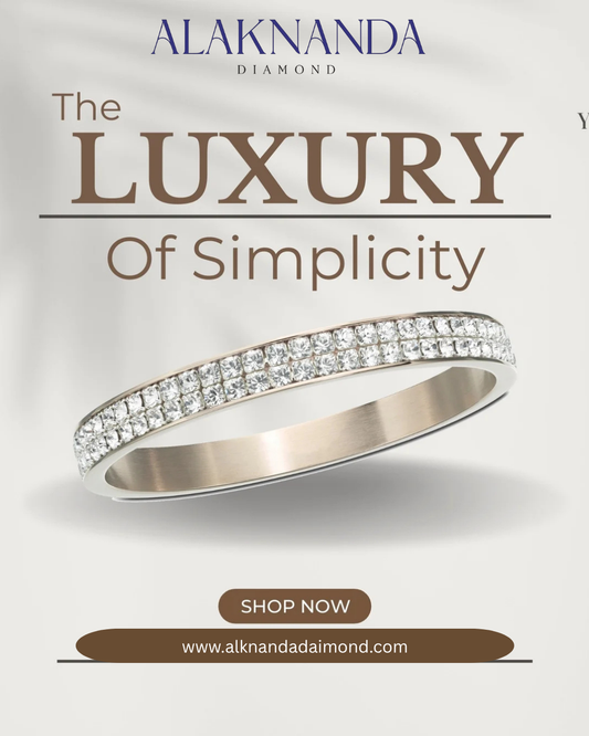 Elegant diamond band ring celebrating the luxury of simplicity—timeless sparkle from Alaknanda Diamond’s collection.