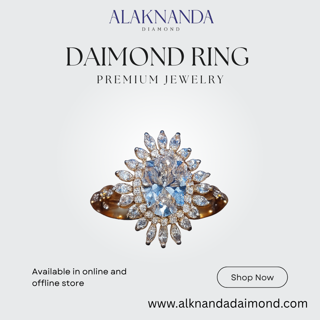"Alaknanda’s Premium Diamond Ring – Elegant Floral Design with Radiant Brilliance for Timeless Sophistication and Style.