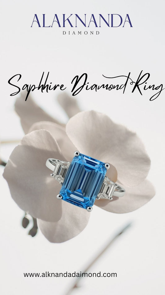 Elegant Alaknanda Sapphire Diamond Ring – Exquisite Blue Gemstone with Brilliant Diamonds in a Timeless Luxury Design