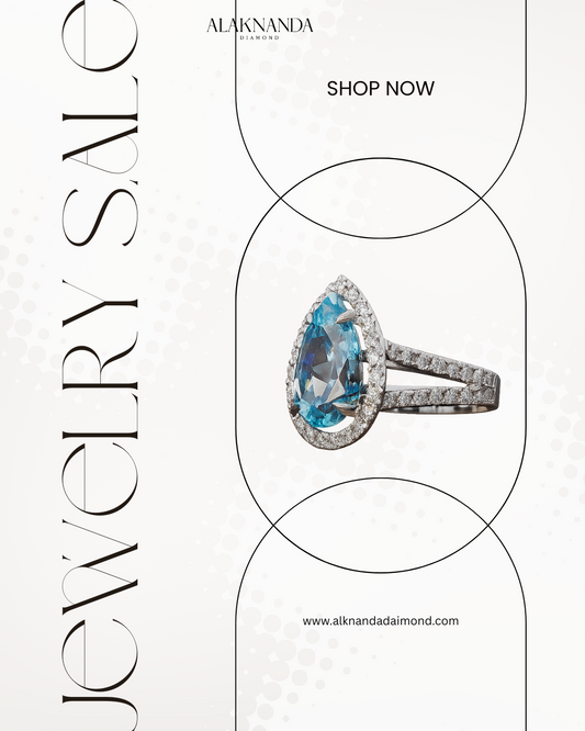 Elegant Alaknanda Pear-Cut Blue Diamond Ring – Luxury Jewelry Sale with Timeless Sparkle and Sophistication
