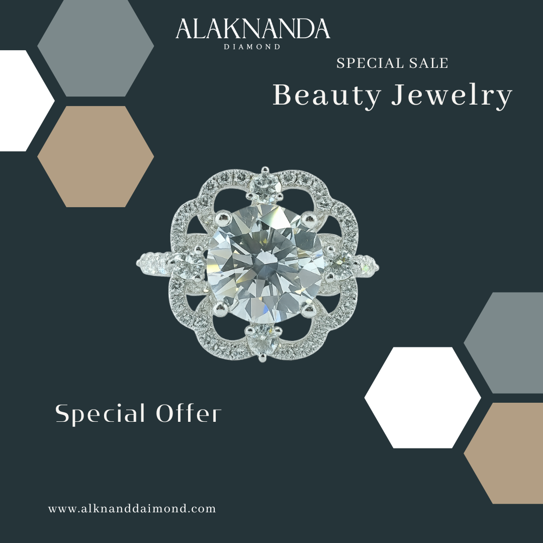 Elegant Alaknanda Diamond Floral Halo Ring – Luxury Beauty Jewelry Special Sale with Timeless Sparkle and Exquisite Craftsmanship