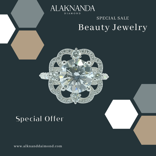 Elegant Alaknanda Diamond Floral Halo Ring – Luxury Beauty Jewelry Special Sale with Timeless Sparkle and Exquisite Craftsmanship