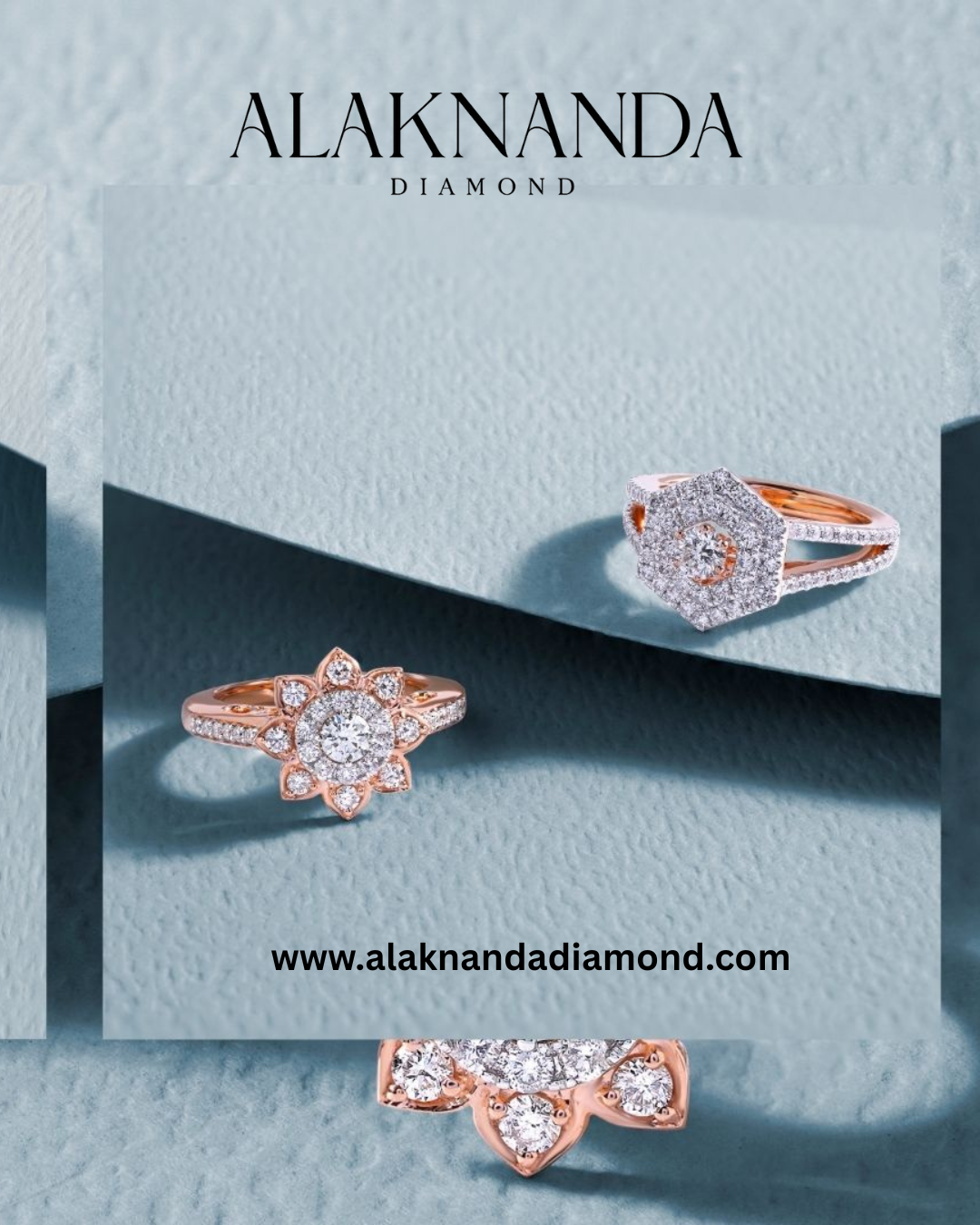 "Celebrate uniqueness with Alaknanda’s floral-inspired diamond rings, blending elegance, artistry, and radiant brilliance beautifully."