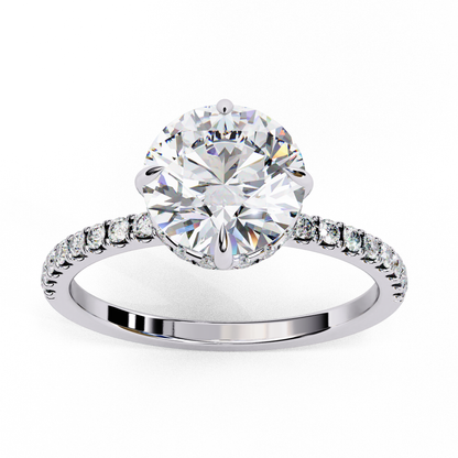 2.5 Ct Round Cut E/VS Lab Grown Diamond Hidden Halo Engagement Ring