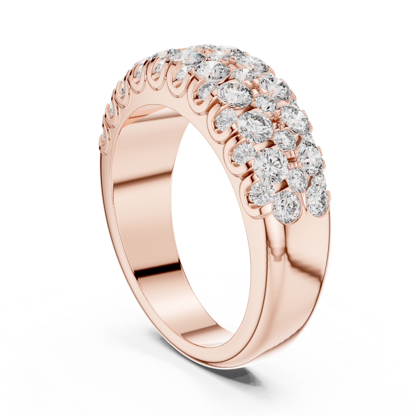Multi Row Pave Round Lab Grown Diamond Wedding Band