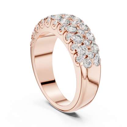 Multi Row Pave Round Lab Grown Diamond Wedding Band