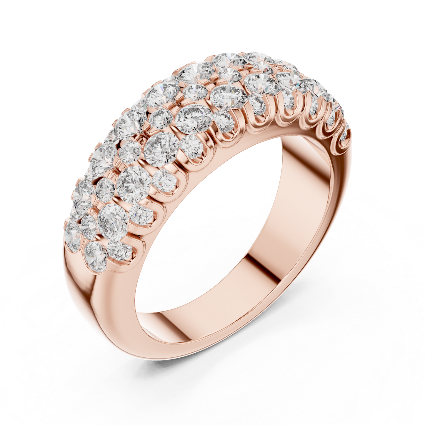 Multi Row Pave Round Lab Grown Diamond Wedding Band