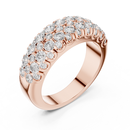 Multi Row Pave Round Lab Grown Diamond Wedding Band