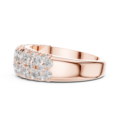 Multi Row Pave Round Lab Grown Diamond Wedding Band