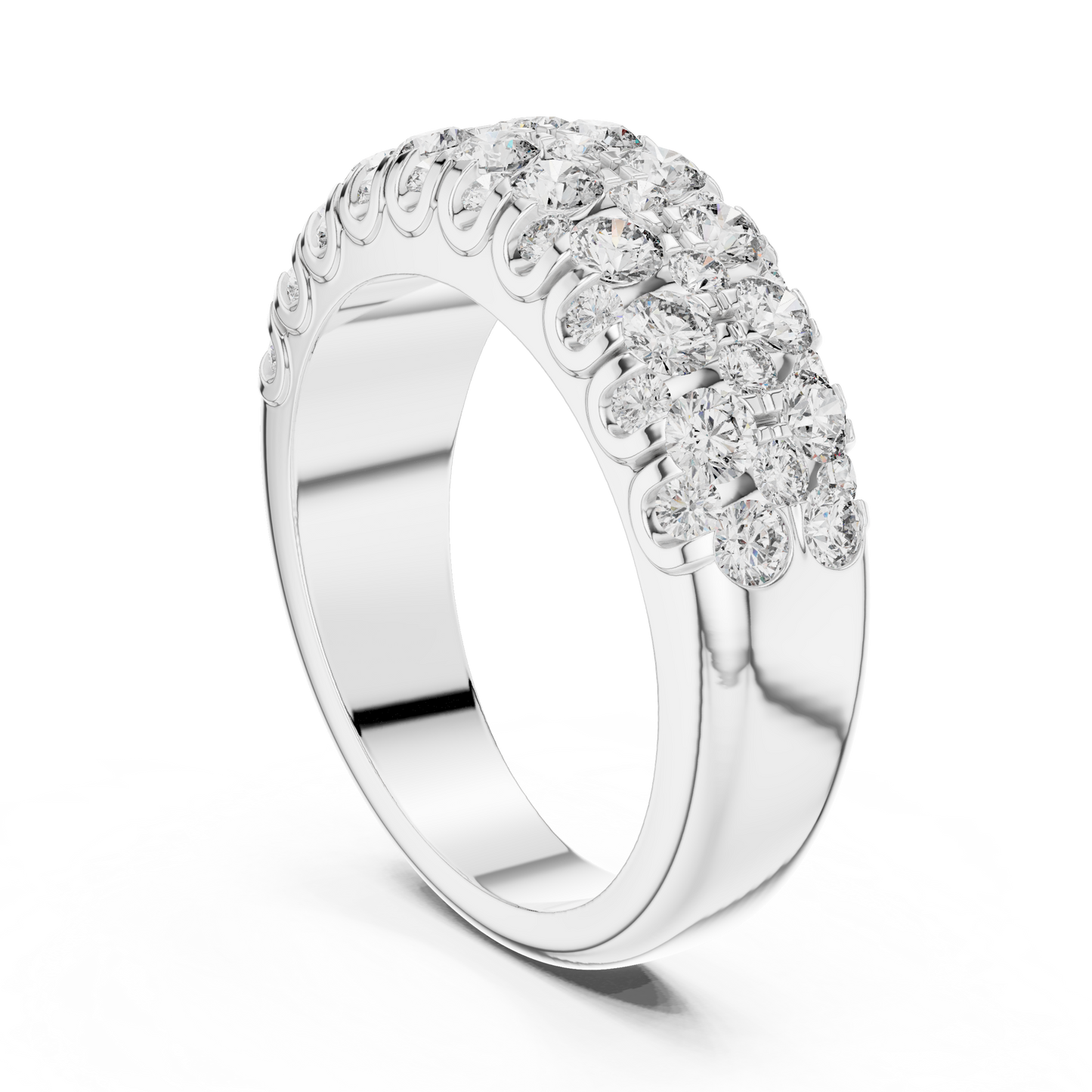 Multi Row Pave Round Lab Grown Diamond Wedding Band
