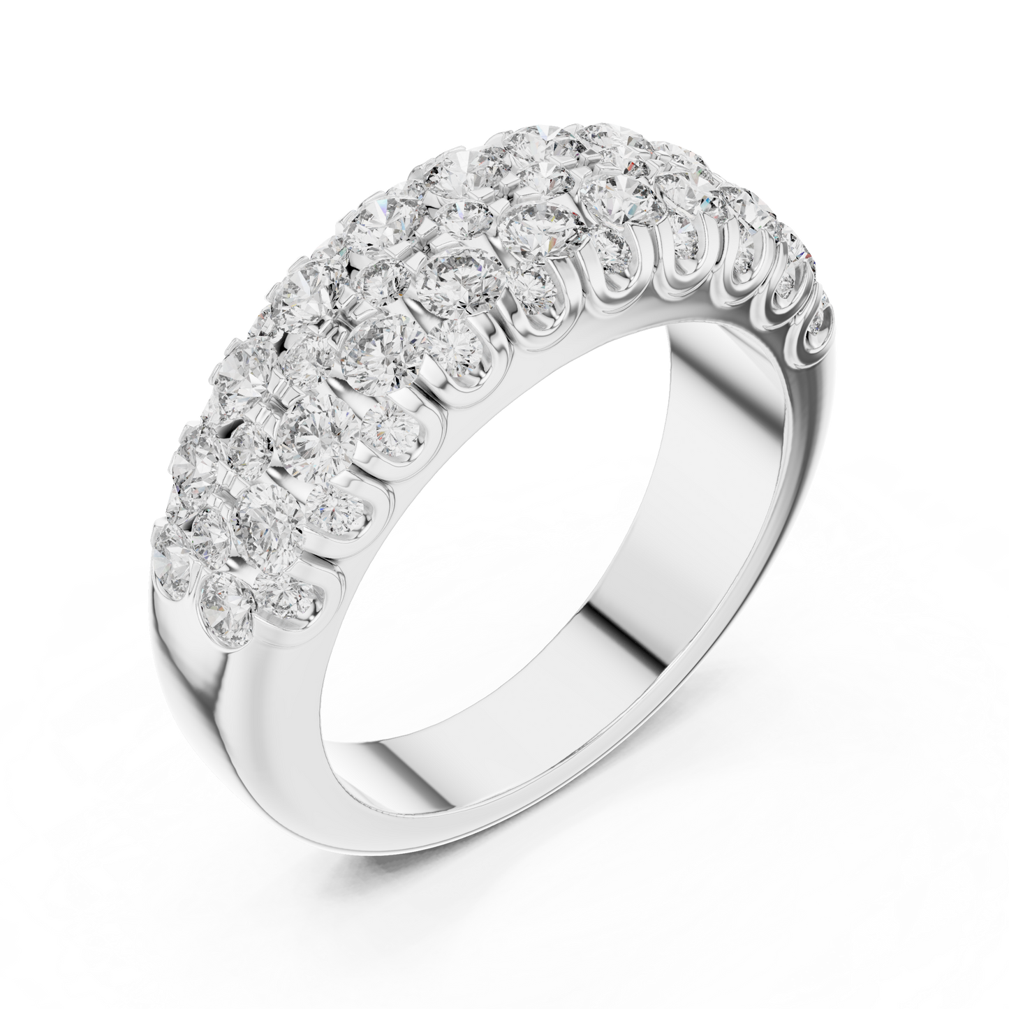 Multi Row Pave Round Lab Grown Diamond Wedding Band