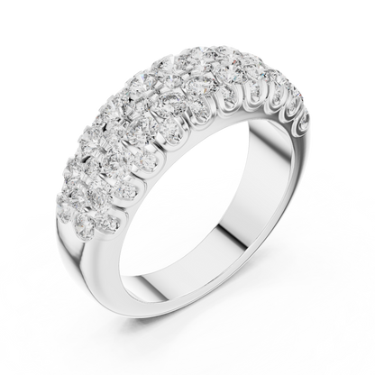 Multi Row Pave Round Lab Grown Diamond Wedding Band