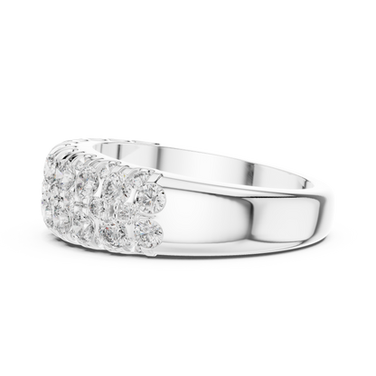 Multi Row Pave Round Lab Grown Diamond Wedding Band